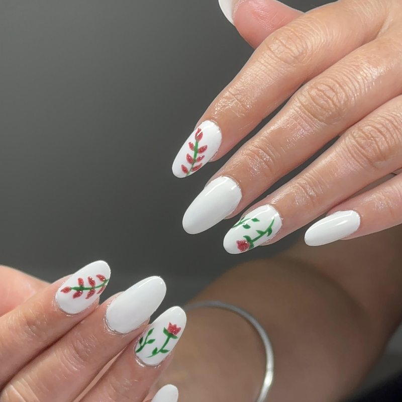 Garden green nail art by Nails by Charan